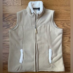 Jane L Ashley Womens Fleece Khaki and Cream Vest-Size Large